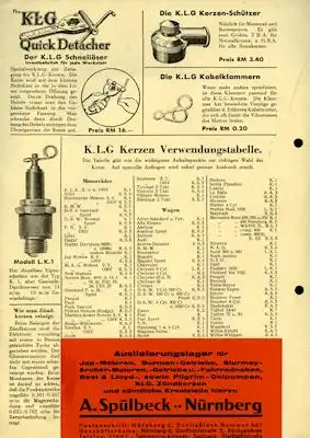 KLG Zündkerzen Prospekt 1934