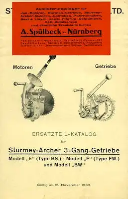 Sturmey-Archer Getriebe Ersatzteilliste 11.1933