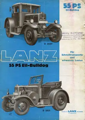 Lanz 55 PS Eil-Bulldog Prospekt 1930er Jahre