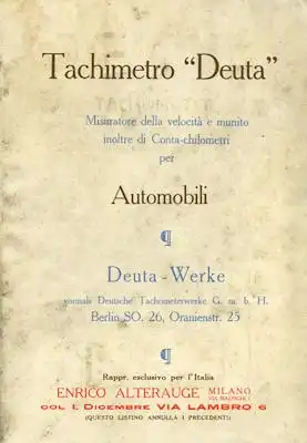 Deuta Tachometer Prospekt ca. 1914/20