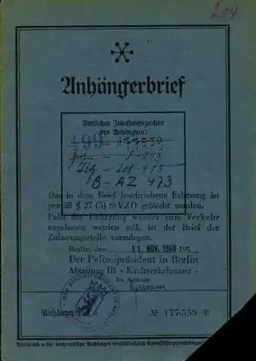 Lange & Gutzeit Anhänger Anhängerbrief 1934