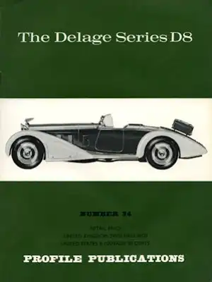 Delage Series D 8 Profile Publications No. 34