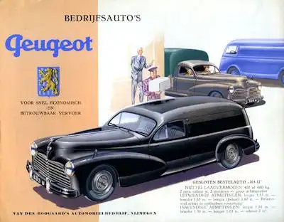 Peugeot Lieferwagen Prospekt 1950er Jahre