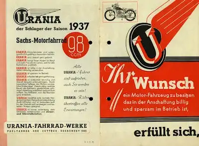 Urania Motorfahrrad Prospekt 2.1937