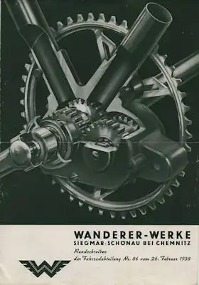 Wanderer Rundschreiben der Fahrradabteilung Nr.86 v. 26.2.1938