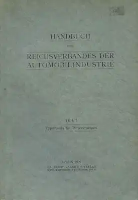Handbuch des Reichverbandes der Automobilindustrie Teil 1 1926 Reprint