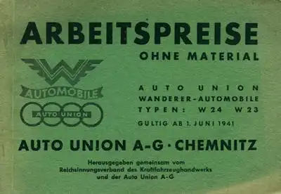 Wanderer W 23 24 Arbeitspreise 1941