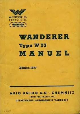 Wanderer W 23 Bedienungsanleitung 1937 f