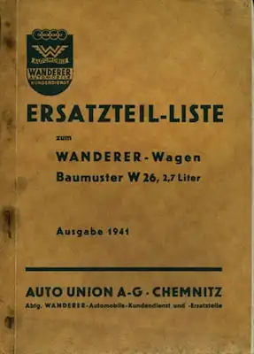 Wanderer W 26 Ersatzteilliste 1941