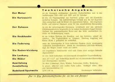 Kaiser Stromlinien Motorradwagen Prospekt ca. 1935