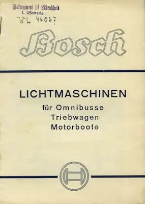 Bosch Lichtmaschinen für Omnibusse Triebwagen Motorboote 2.1936
