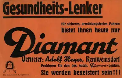 Diamant Gesundheitslenker Kleinplakat ca. 1934