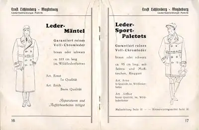 Ernst Lichtenberg Lederbekleidung Katalog 1936