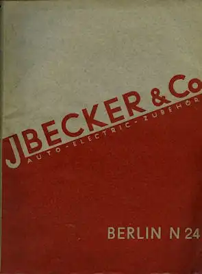 J. Becker & Co. Katalog Auto Elektric Zubehör 1933