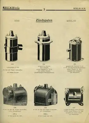 J. Becker & Co. Katalog Auto Elektric Zubehör 1933