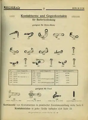 J. Becker & Co. Katalog Auto Elektric Zubehör 1933