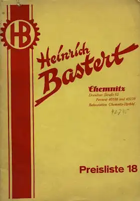 Heinrich Bastert Katalog Kolbenreparatur ca. 1937