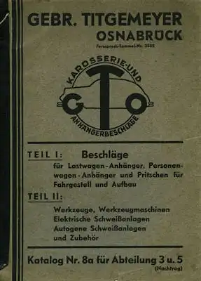 Gebr. Titgemeyer Katalog für Beschläge und Werkzeuge 1930er Jahre