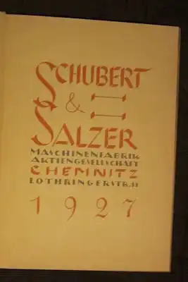 Schubert & Salzer Maschinenfabrik AG Chemnitz 1927