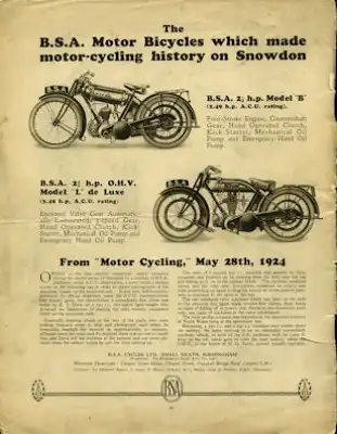 BSA Prospekt Test 1924