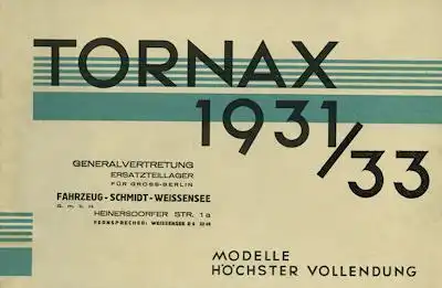 Tornax Programm 1931/1933 Reprint