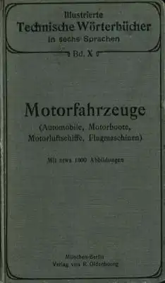 Illustrierte Technische Wörterbucher Motorfahrzeuge 1910
