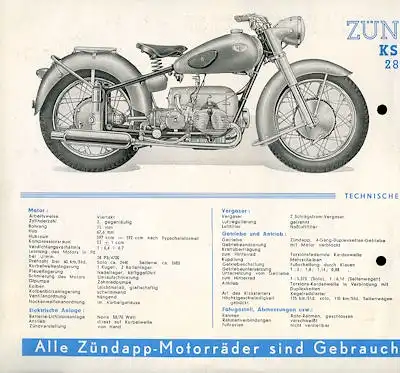 Zündapp KS 601 Prospekt ca. 1951