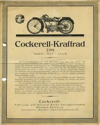 Cockerell 2 PS Kraftrad Prospekt ca. 1924