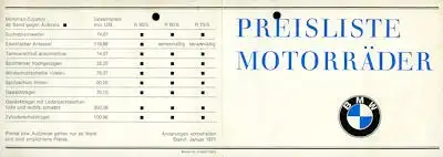 BMW Preisliste 1.1971