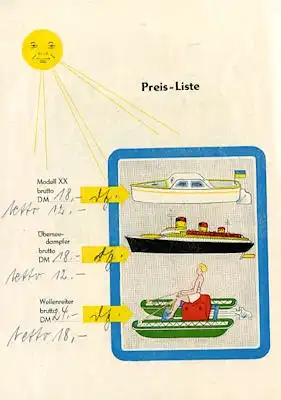 Puff-Paff Modell-Motorboote Programm 1952