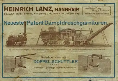 Lanz Dampfdreschmaschinen Prospekt 1909