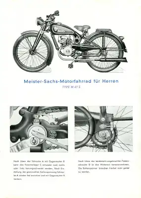 Meister Motorfahrrad M 47 S und 48 S Prospekt ca. 1949