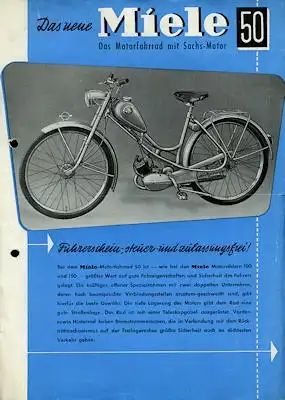 Miele Motorfahrrad Prospekt 8.1953