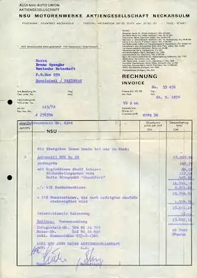 NSU Brief 1971