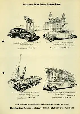 Mercedes-Benz Presse Materndienst ca. 1938