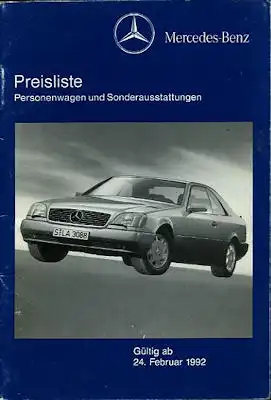 Mercedes-Benz Preisliste 2.1992