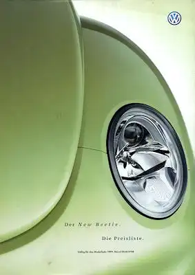 VW New Beetle Preisliste 1999