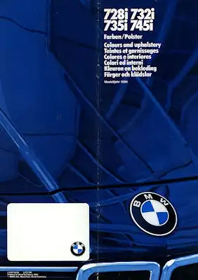 BMW 728i 732i 735i 745i Farben 1984