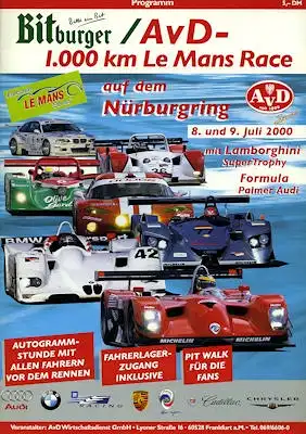 Programm Nürburgring 1000 km Le Mans Race 8.-9.7.2000