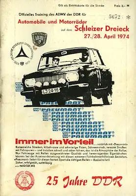 Programm Training Schleizer Dreieck 27./28.4.1974