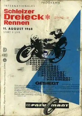 Programm 35. Schleizer Dreieck-Rennen 11.8.1968