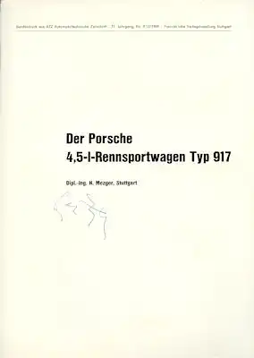 Porsche 4,5 Ltr. Rennsportwagen Typ 917 Test ATZ 1970