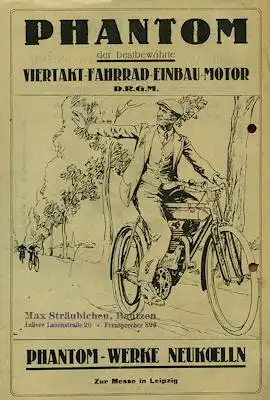 Phantom Viertakt Fahrrad Leicht Motor Prospekt 1922