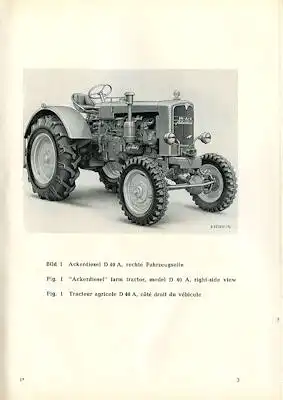 MAN Ackerdiesel D 40/1/2 A+H Bedienungsanleitung 1960er Jahre