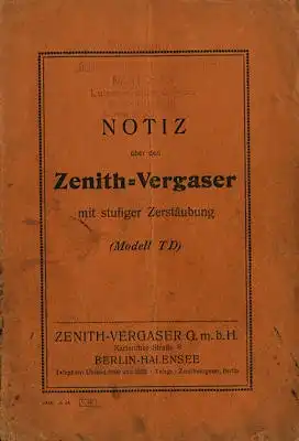 Zenith Vergaser Modell TD 6.1924