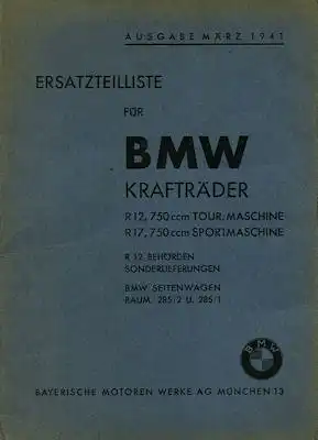 BMW R 12 17 Ersatzteilliste 3.1941