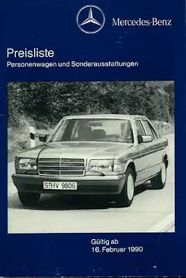 Mercedes-Benz Preisliste 2.1990