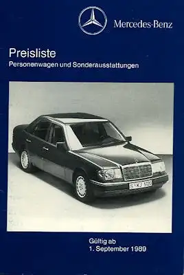 Mercedes-Benz Preisliste 9.1989
