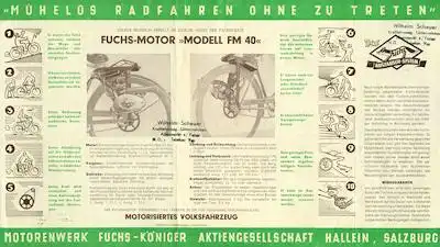 Fuchs Fahrradmotor FM 40 Prospekt 1950er Jahre