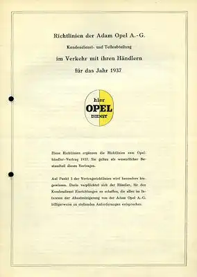 Opel Werksvertrag 1937